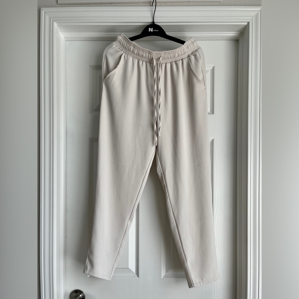 MELLODAY White / Cream Business Casual Pants Jogger Style